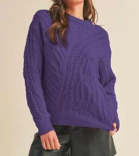 &Merci - Chunky Cable Knit Crewneck Sweater