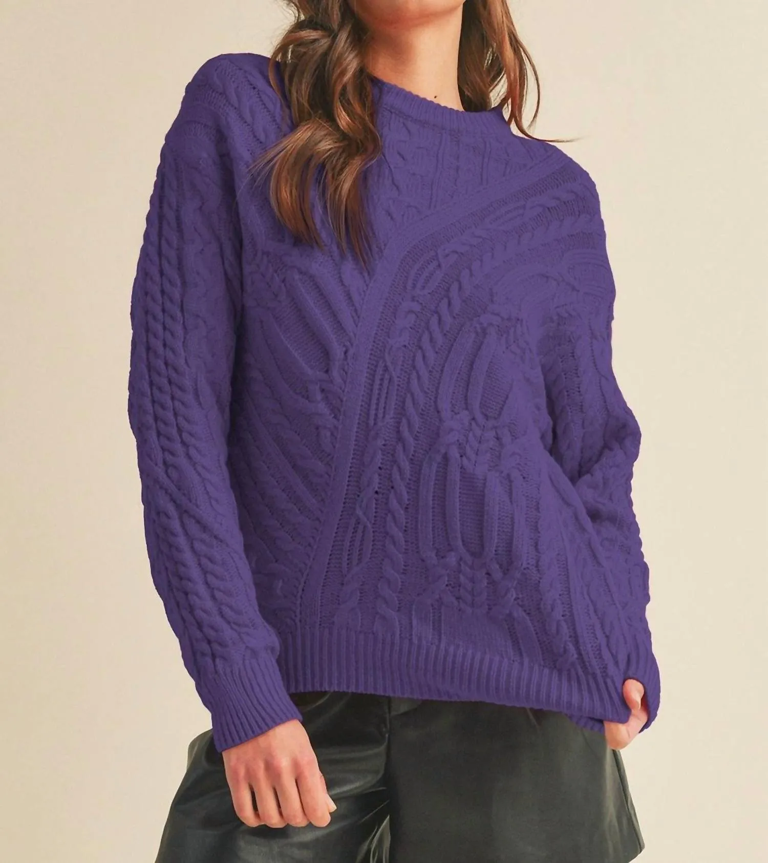 &Merci - Chunky Cable Knit Crewneck Sweater