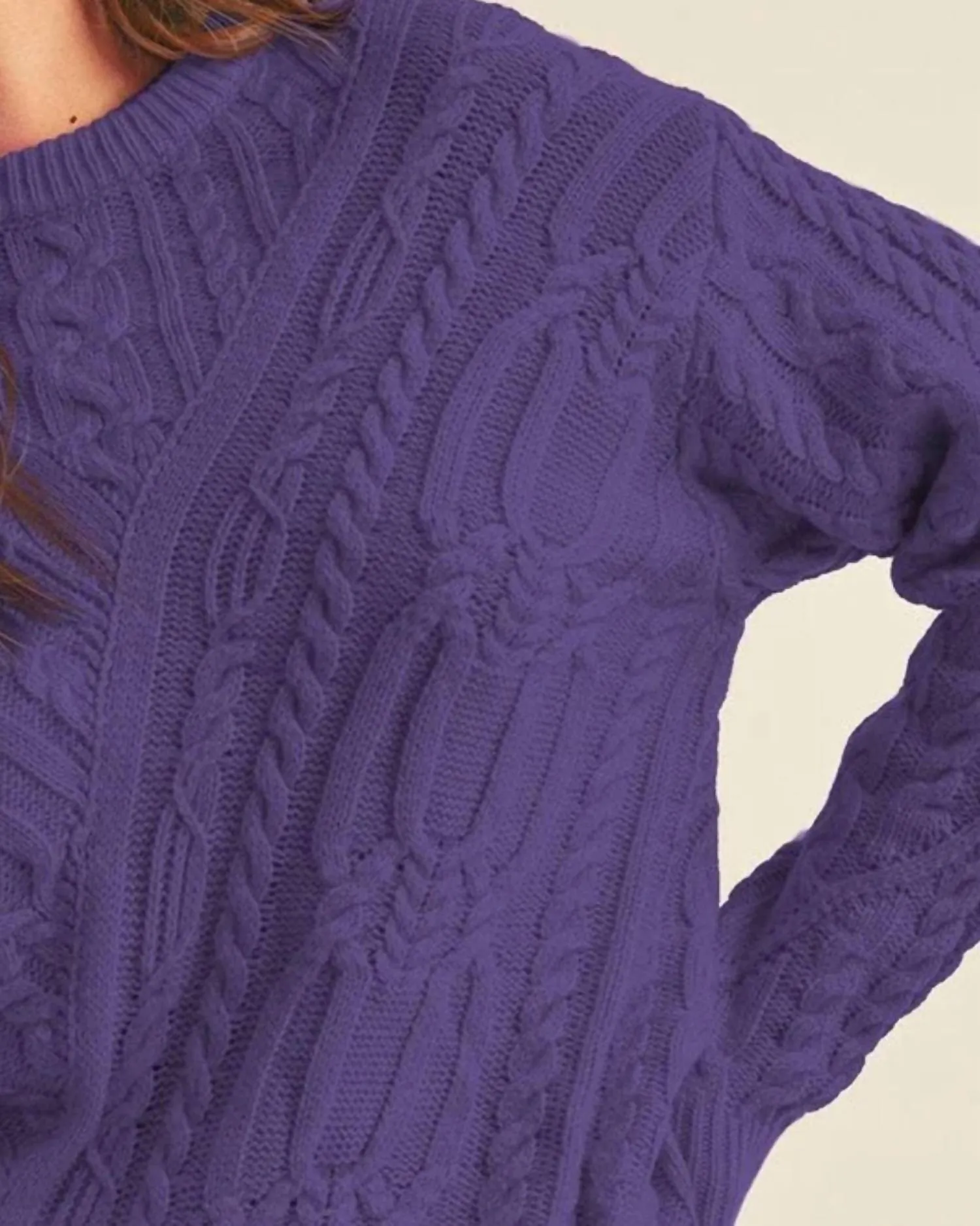 &Merci - Chunky Cable Knit Crewneck Sweater