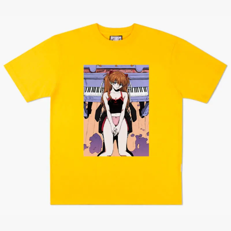 Asuka Langle and Piano Aesthetic Anime T-Shirt