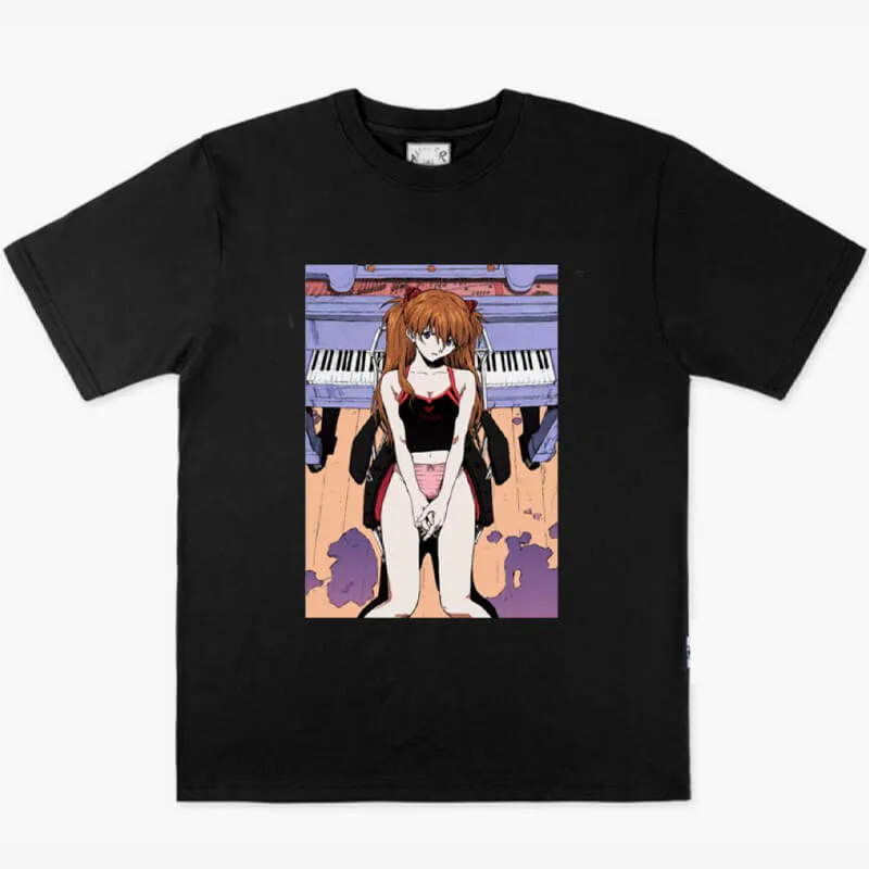 Asuka Langle and Piano Aesthetic Anime T-Shirt