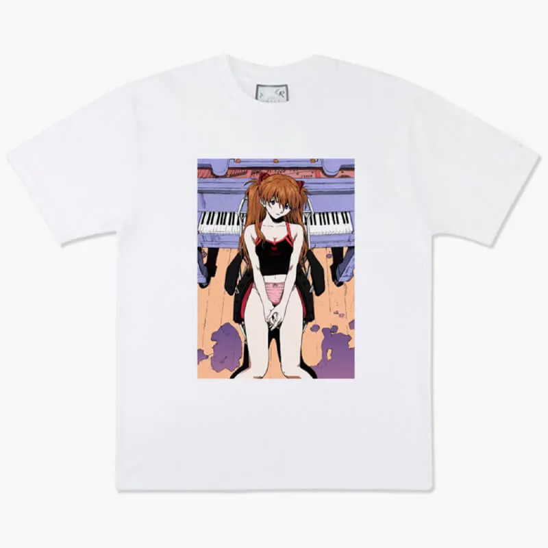 Asuka Langle and Piano Aesthetic Anime T-Shirt