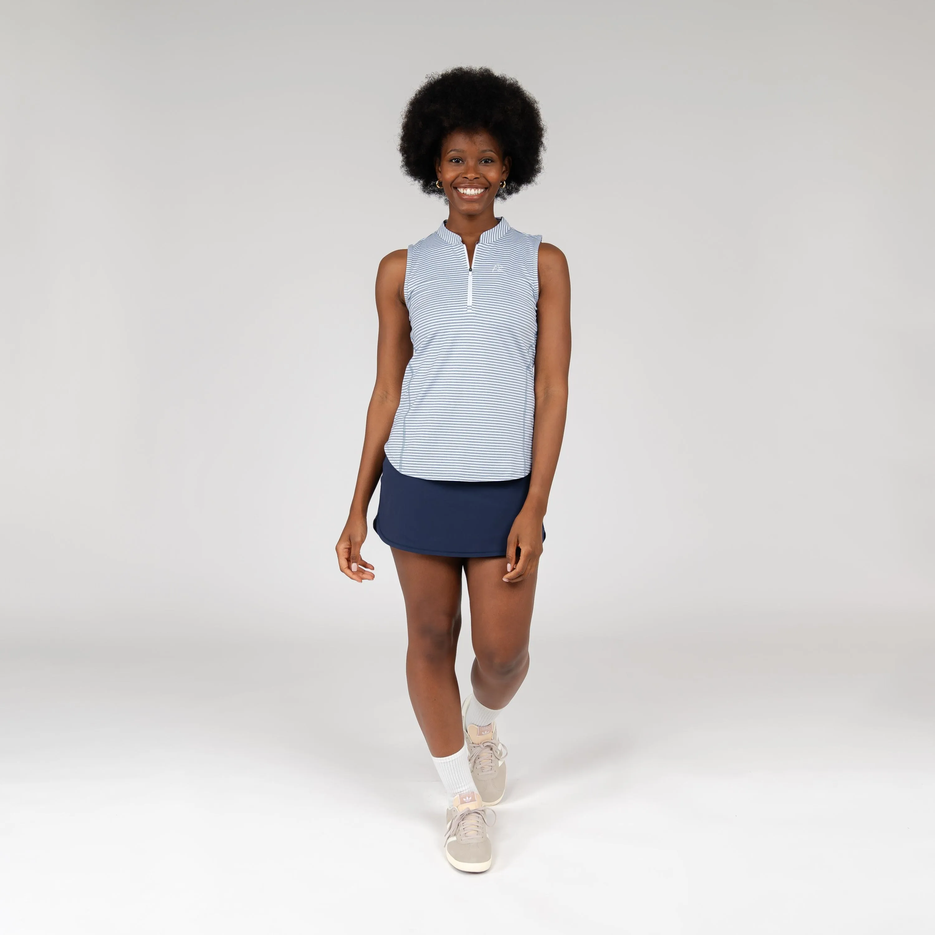 Barts Heather Stripe Sleeveless Zip | The Barts Heather Stripe - Storm Blue/White