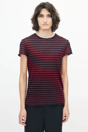 Black & Red Striped Knit T-Shirt