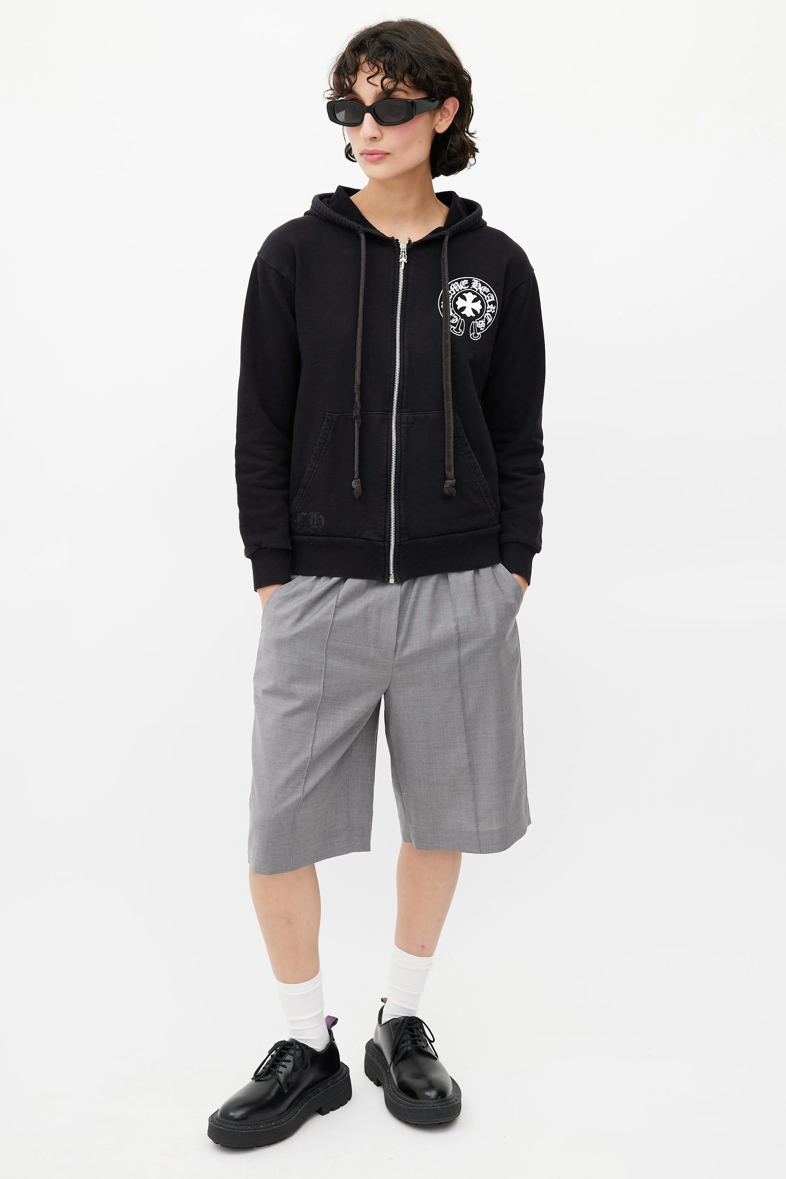 Black & White Logo Zip Up Hoodie