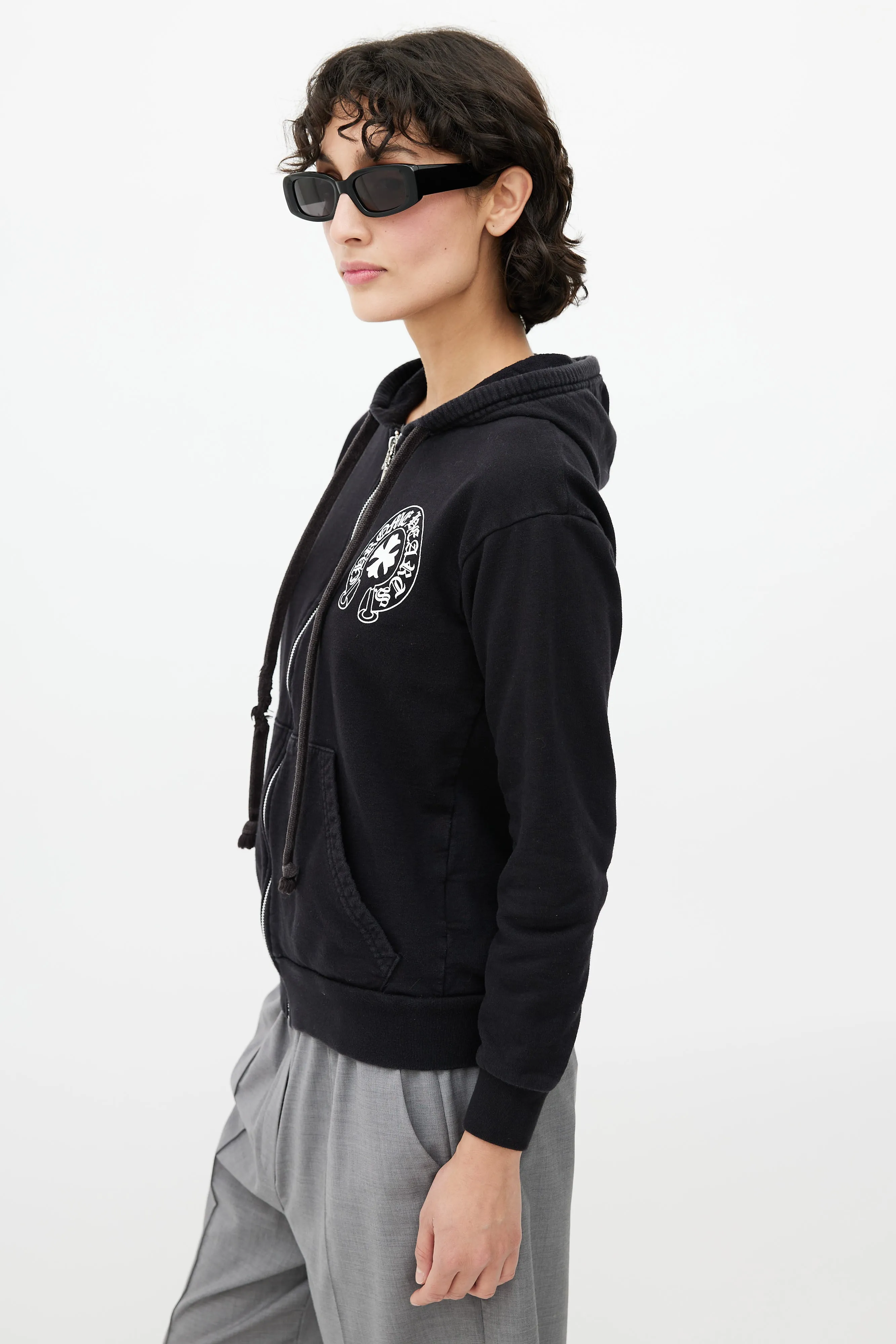 Black & White Logo Zip Up Hoodie