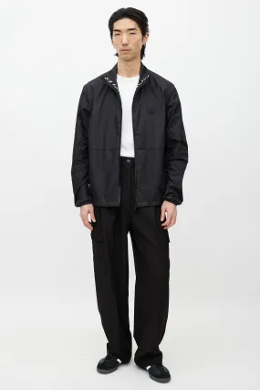 Black Nylon Zip Up Jacket