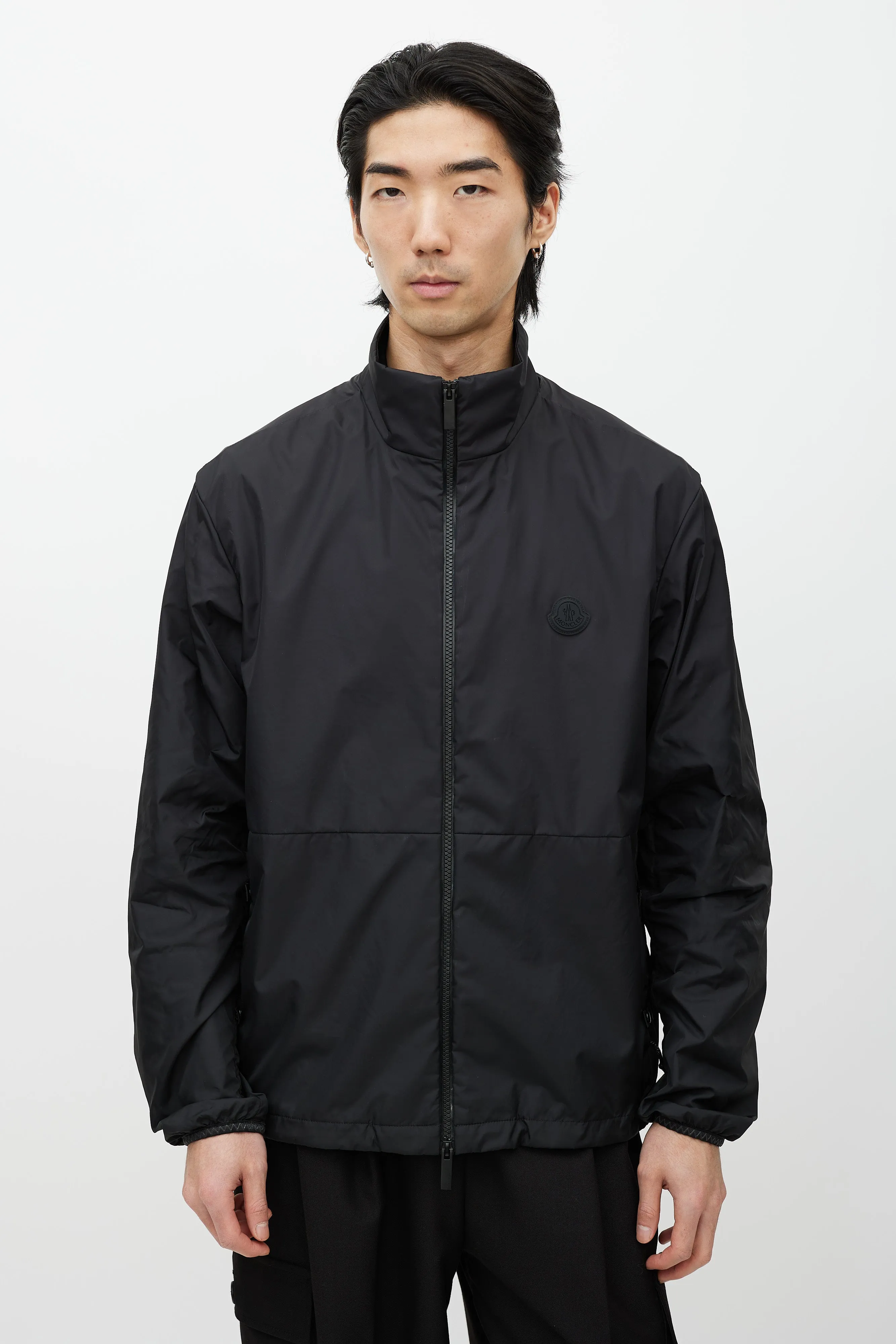 Black Nylon Zip Up Jacket
