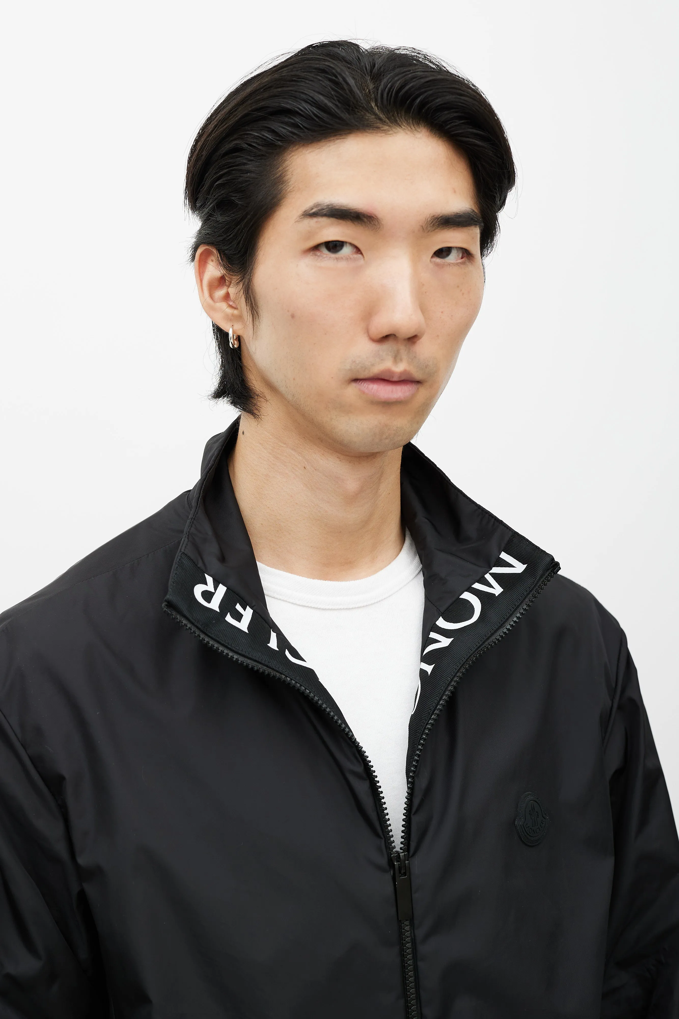 Black Nylon Zip Up Jacket