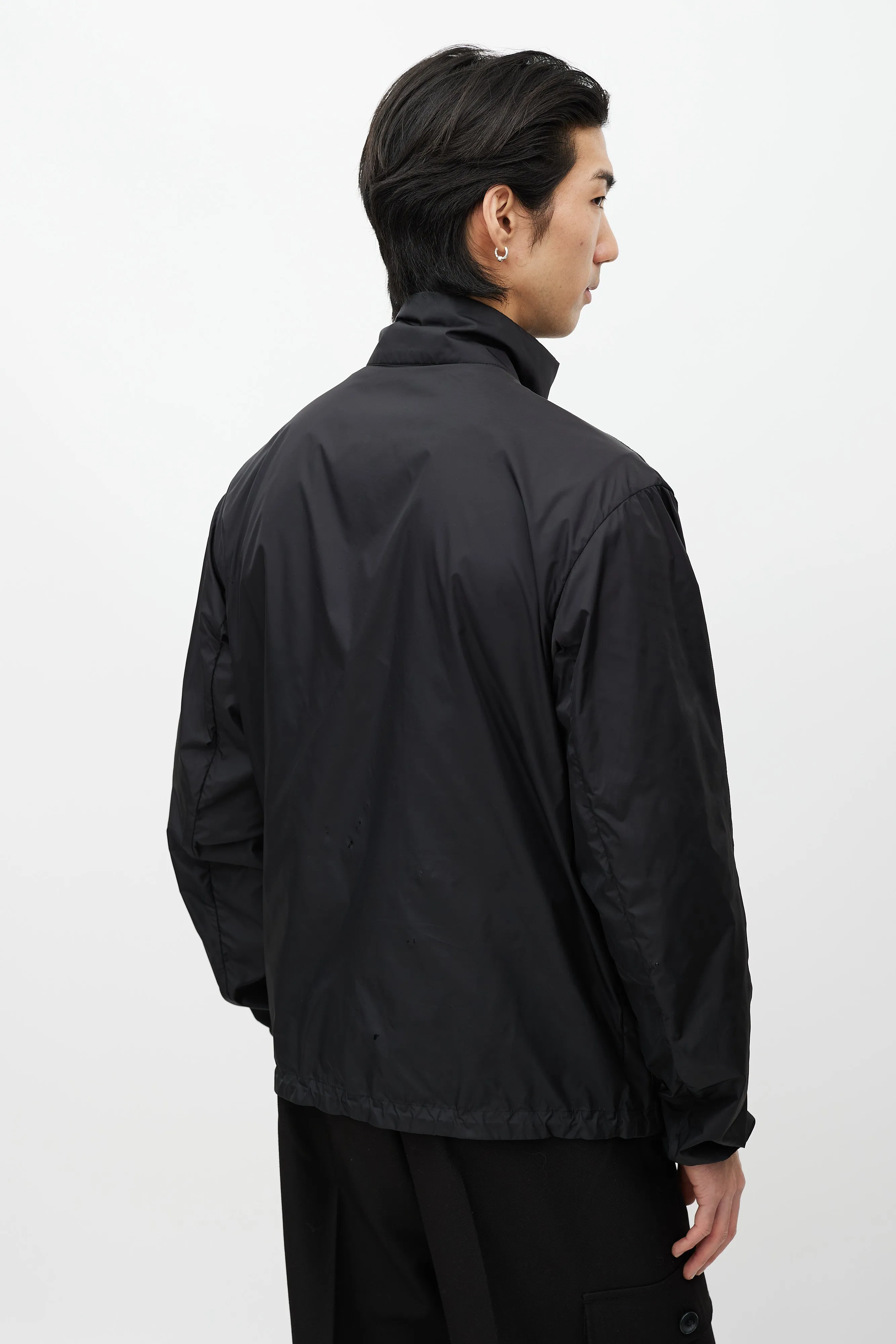 Black Nylon Zip Up Jacket