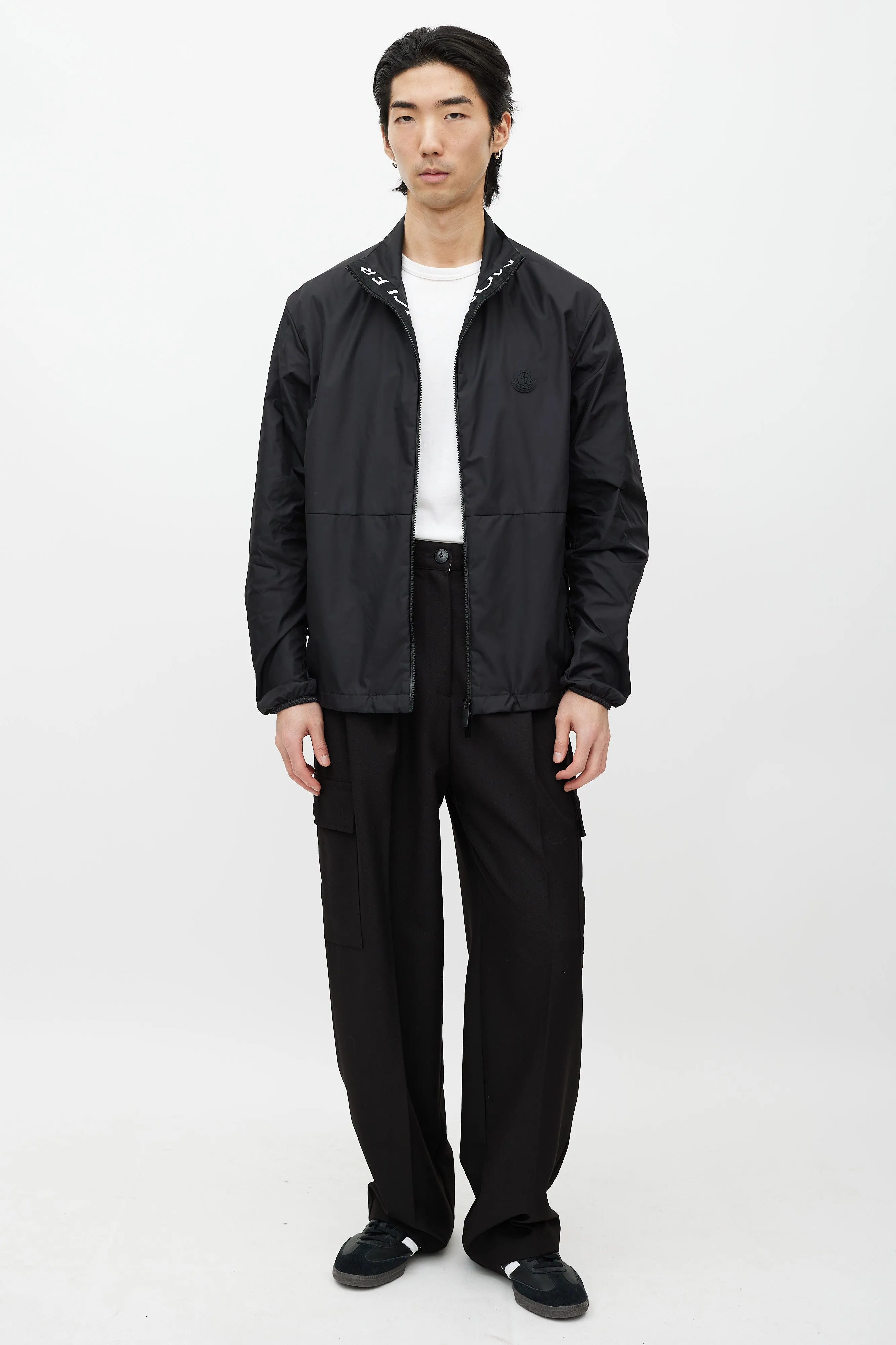 Black Nylon Zip Up Jacket
