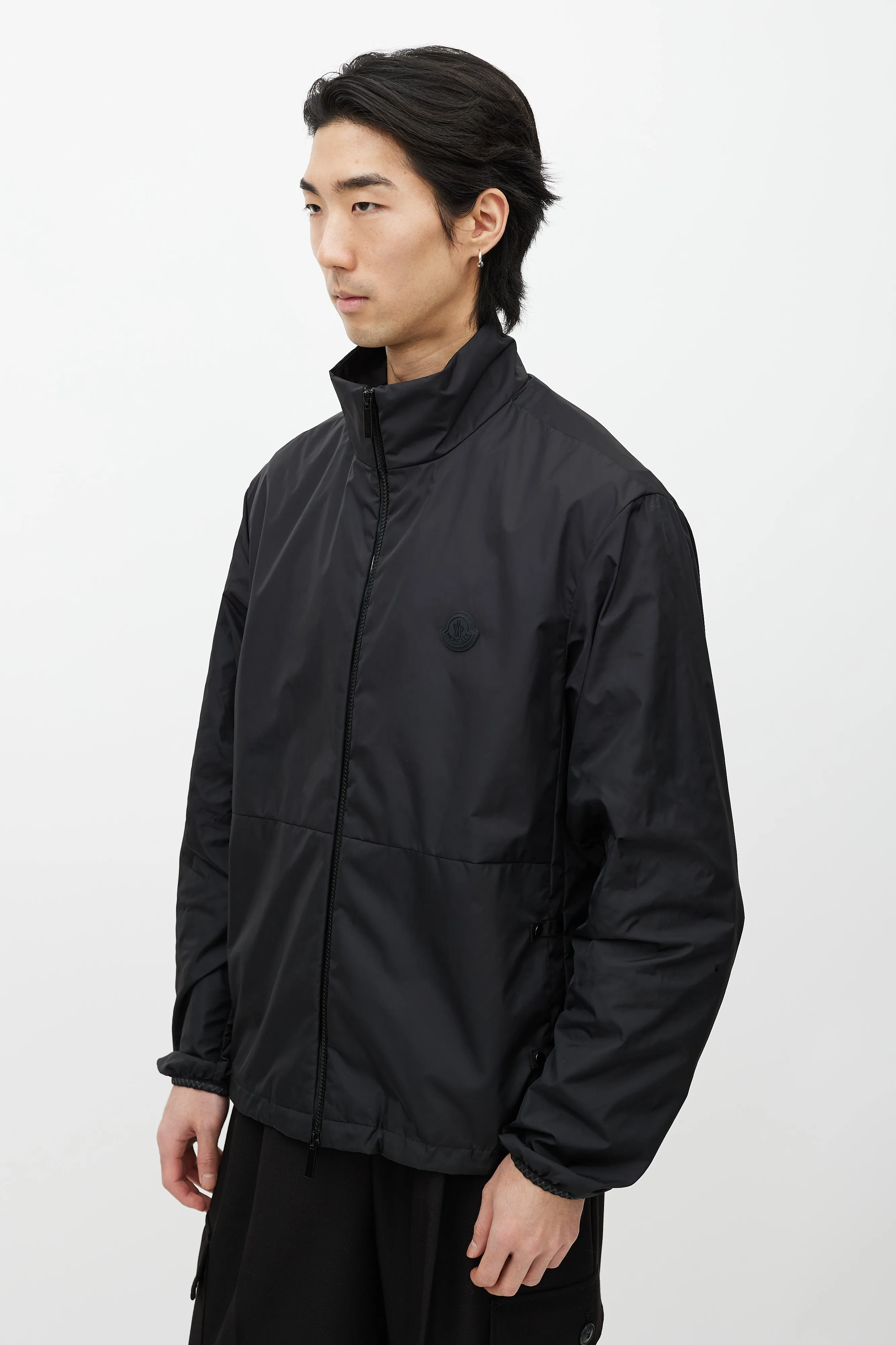 Black Nylon Zip Up Jacket