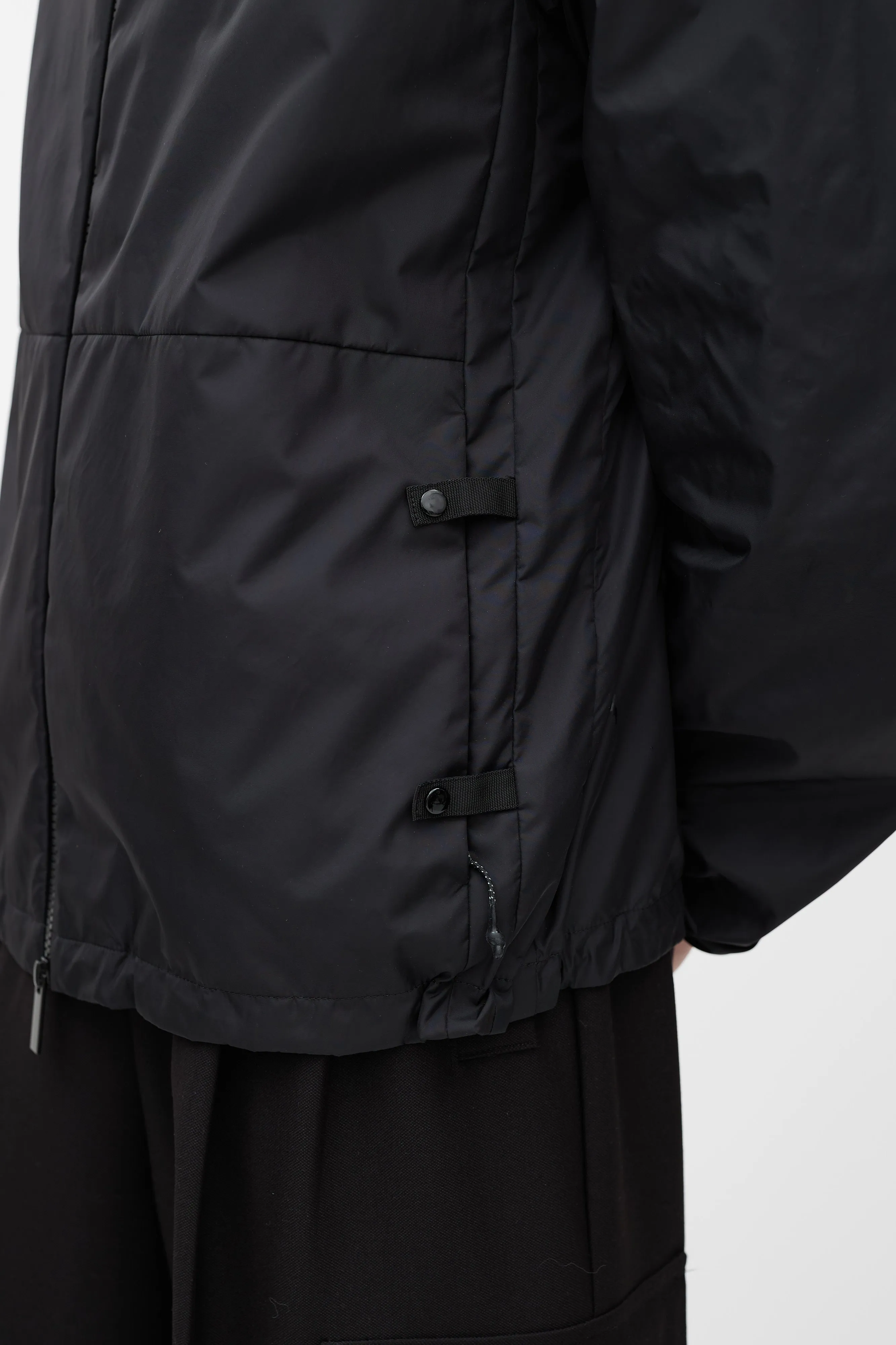 Black Nylon Zip Up Jacket