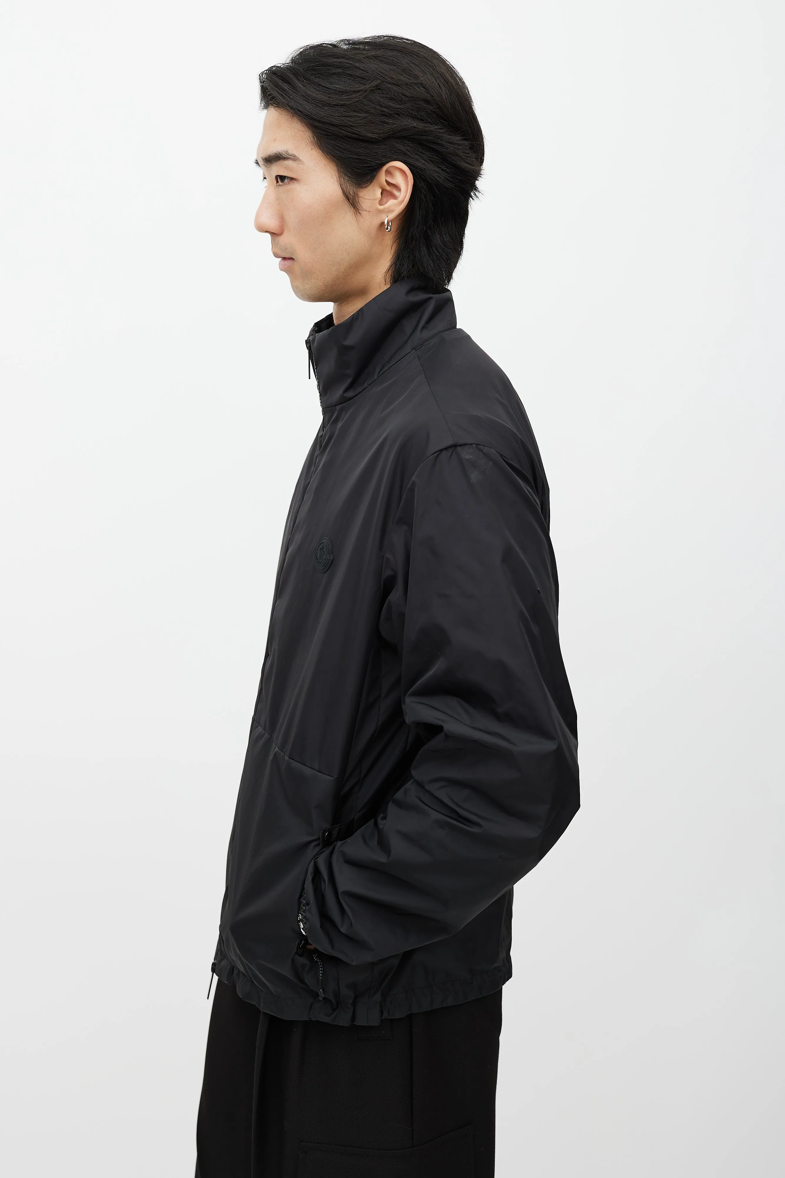 Black Nylon Zip Up Jacket