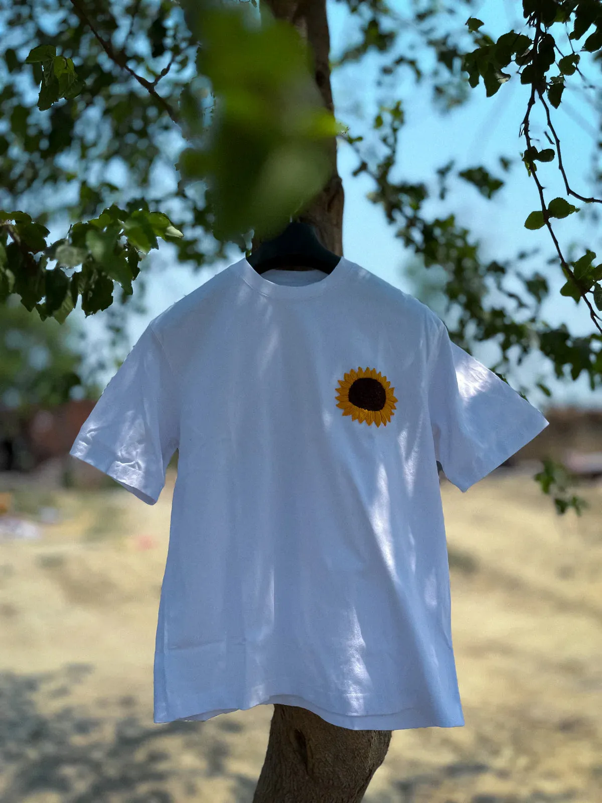 Blossom Sunflower Hand Embroidery Oversized T-Shirt (Unisex)