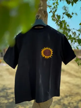 Blossom Sunflower Hand Embroidery Oversized T-Shirt (Unisex)