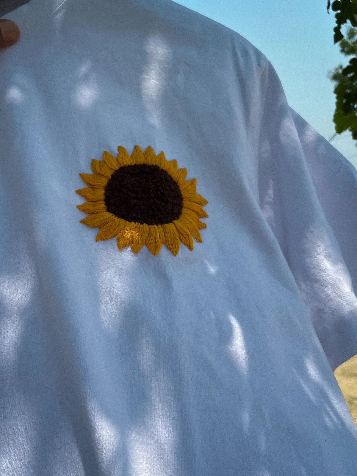 Blossom Sunflower Hand Embroidery Oversized T-Shirt (Unisex)
