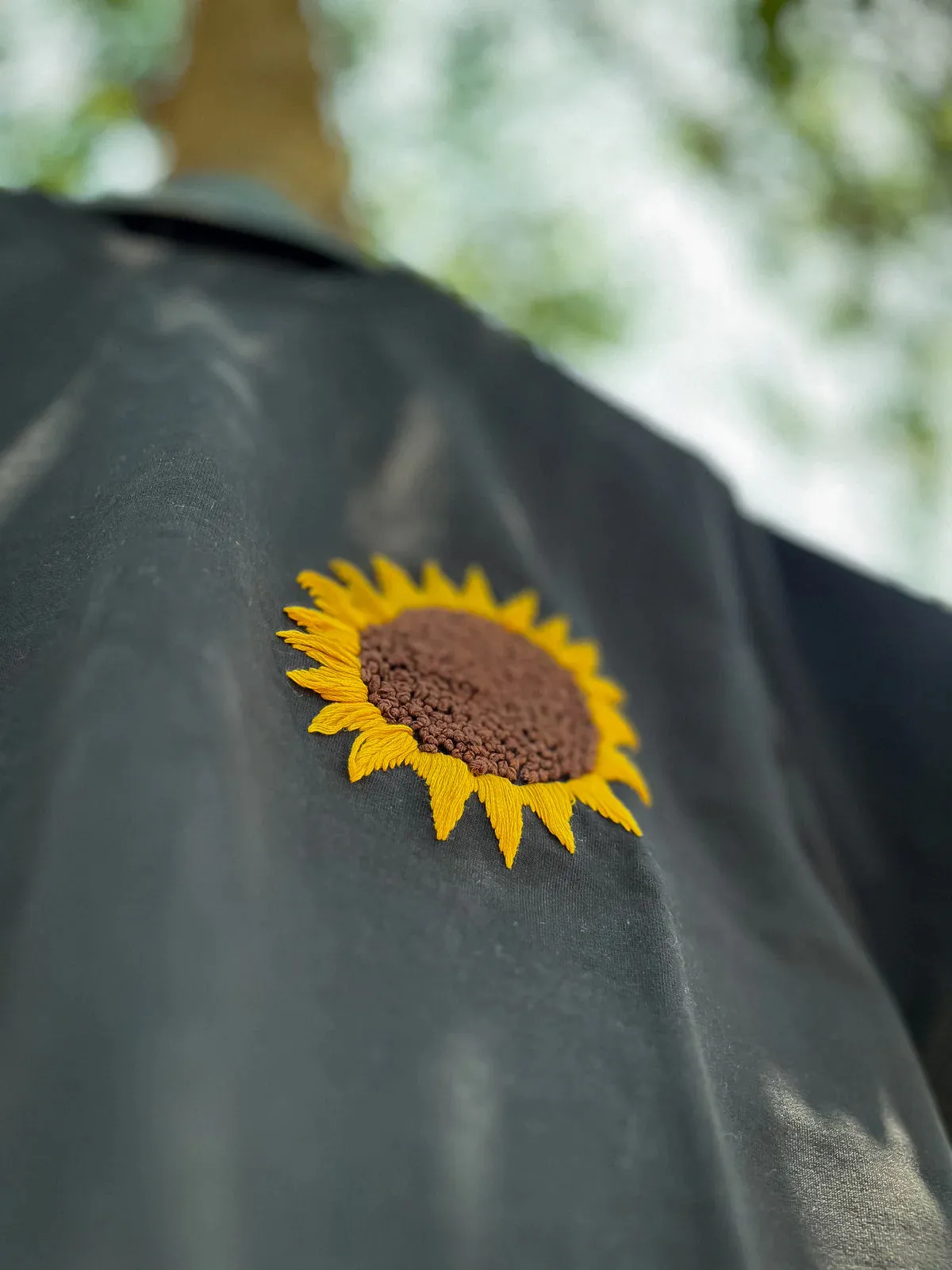 Blossom Sunflower Hand Embroidery Oversized T-Shirt (Unisex)