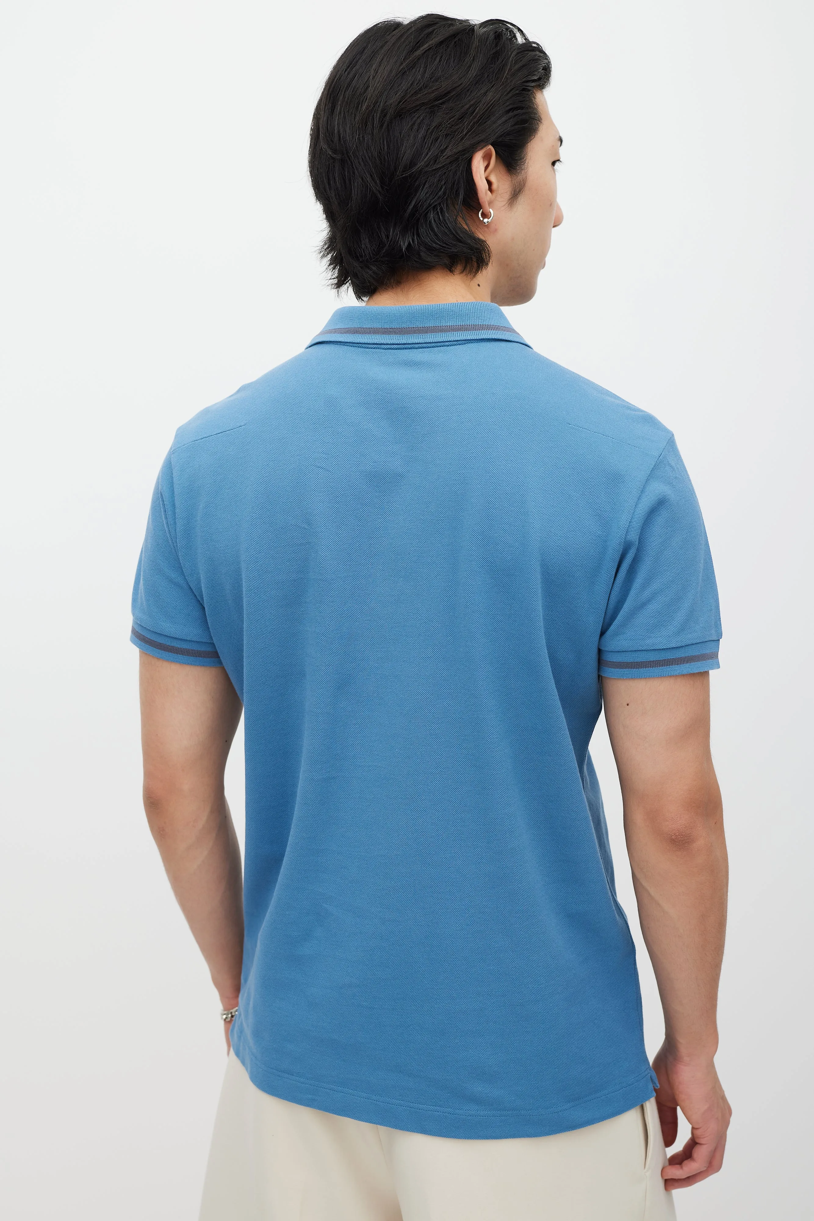 Blue & Grey Embroidered Polo