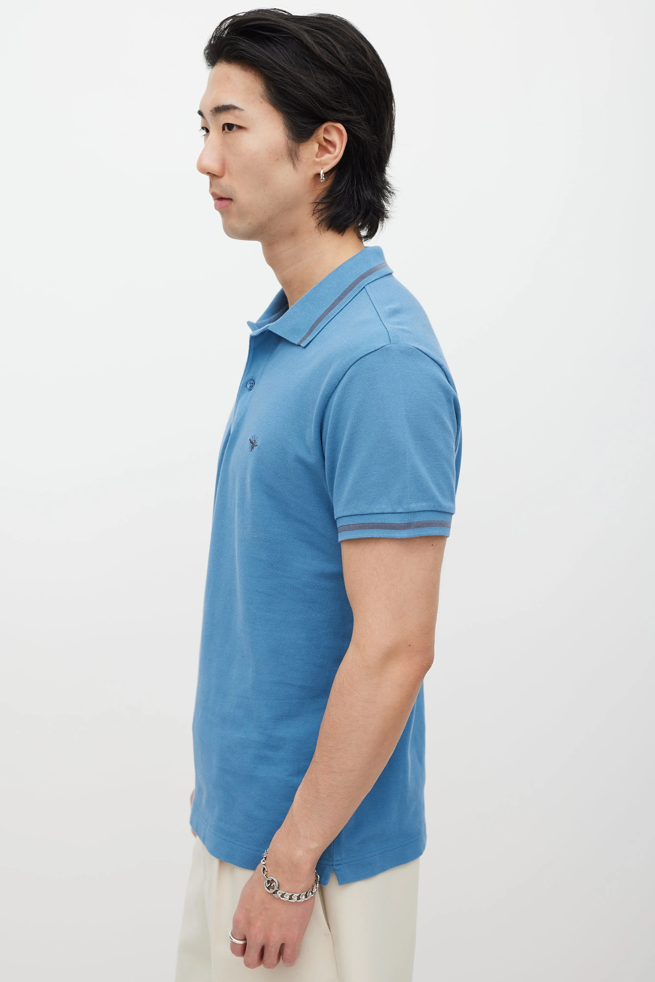Blue & Grey Embroidered Polo