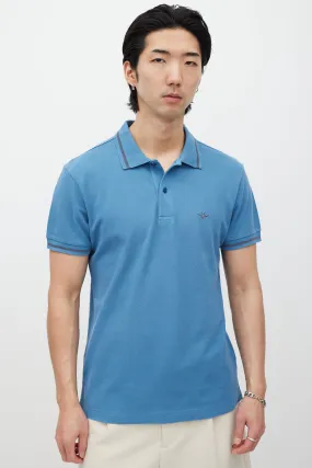 Blue & Grey Embroidered Polo