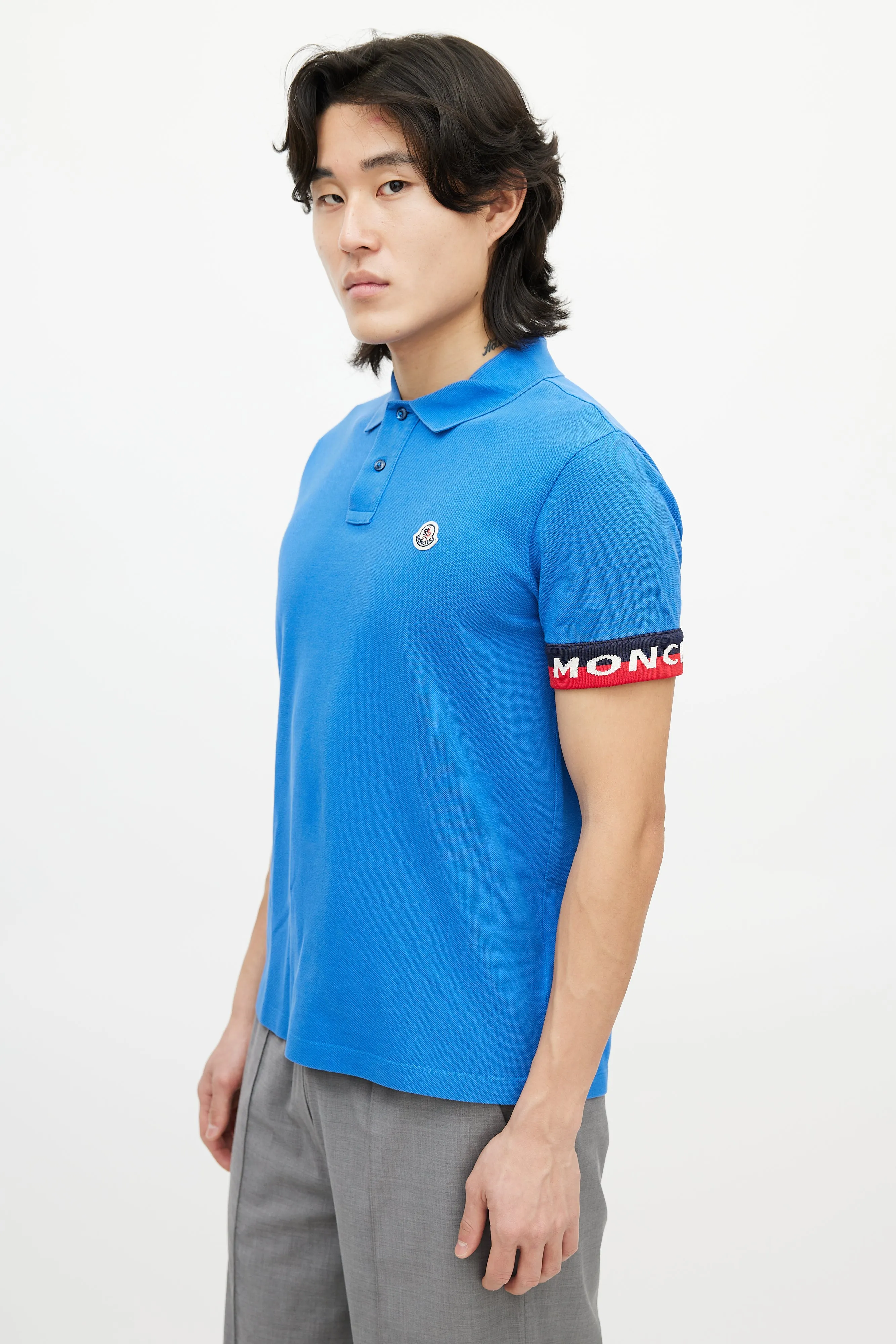 Blue & Multicolour Striped Polo