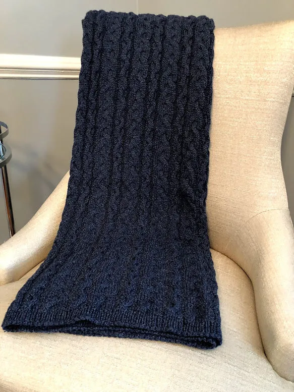 Chunky Cable Blanket Denim - Recycled  Cotton