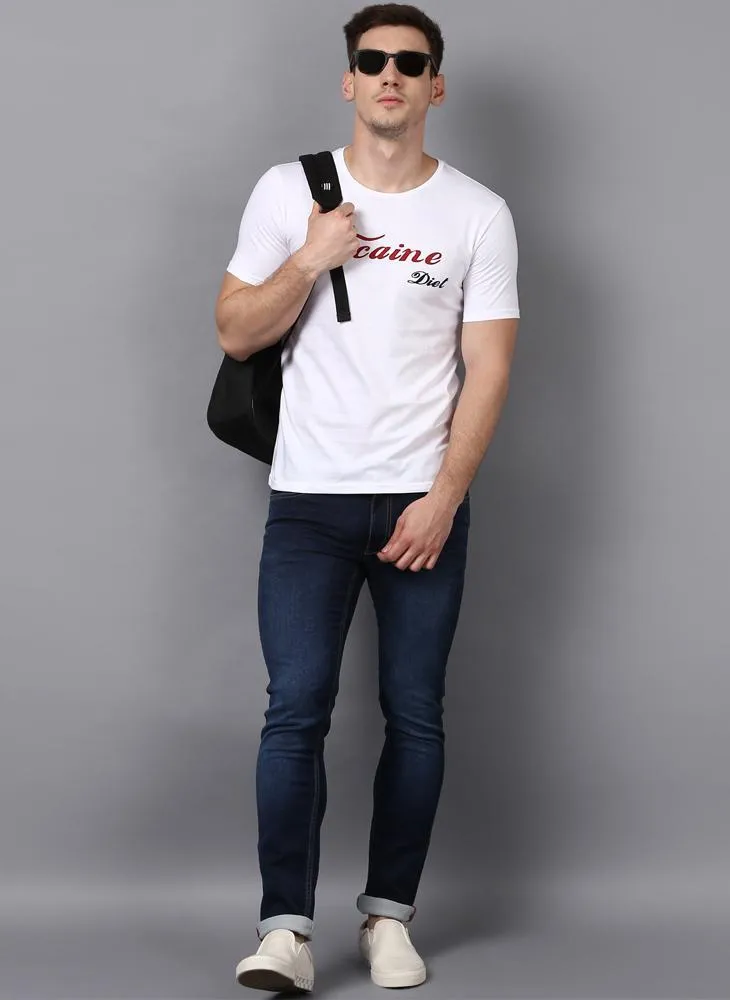 'COCAINE DIET' Printed Basic White T-Shirt