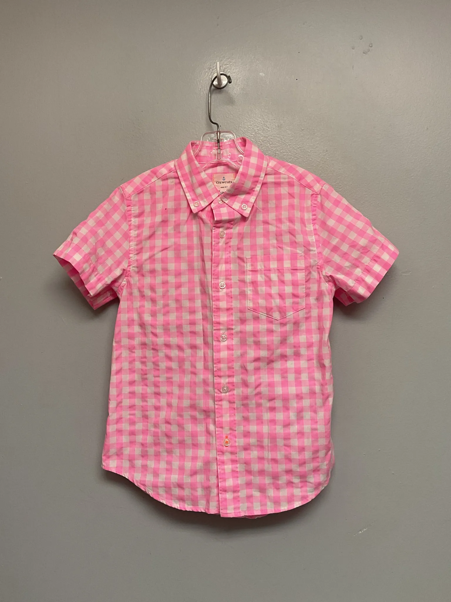 Crew Cuts Size 6 Pink & White Gingham Cotton Girls Shirts & Polos
