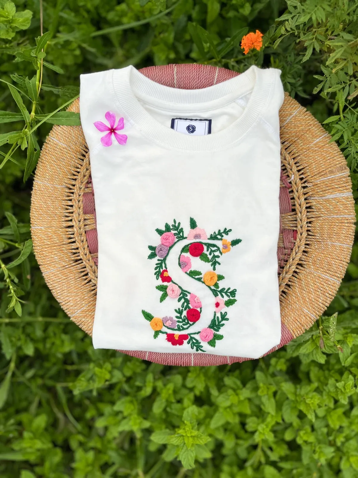 Custom Name Initials Hand Embroidery Sweatshirt (Unisex) | Personalized Design