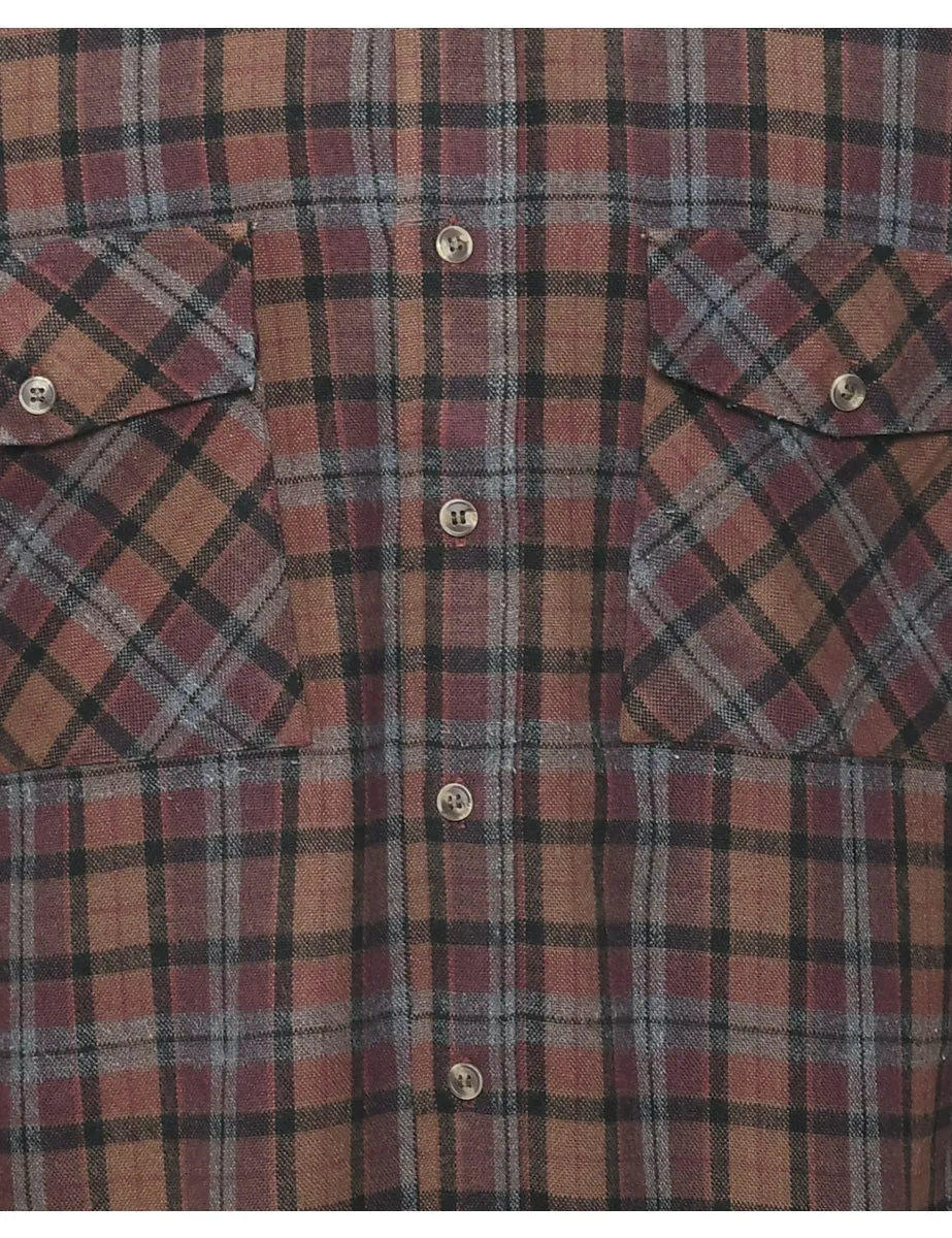Dark Brown Plaid Shirt - M