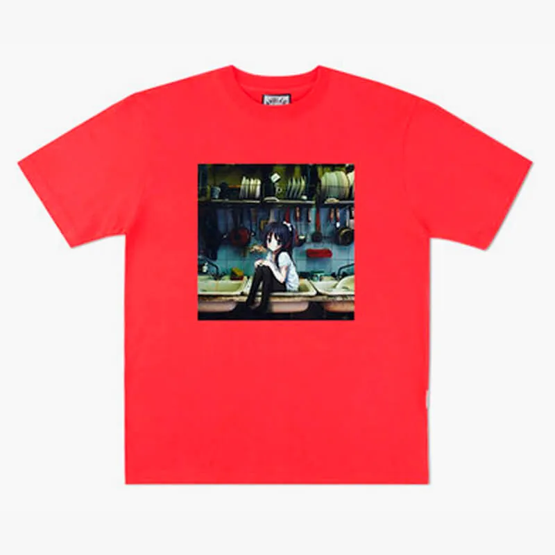 Dullcore Anime Girl in a Dirty Kitchen Sink T-Shirt