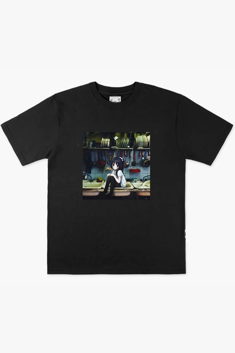 Dullcore Anime Girl in a Dirty Kitchen Sink T-Shirt
