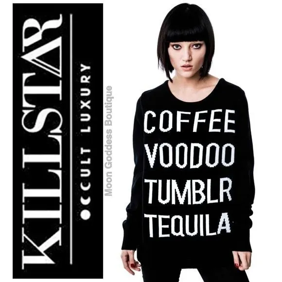 Essentials Sweater | Tumblr Knit Oversized Sweater Gothic Black White
