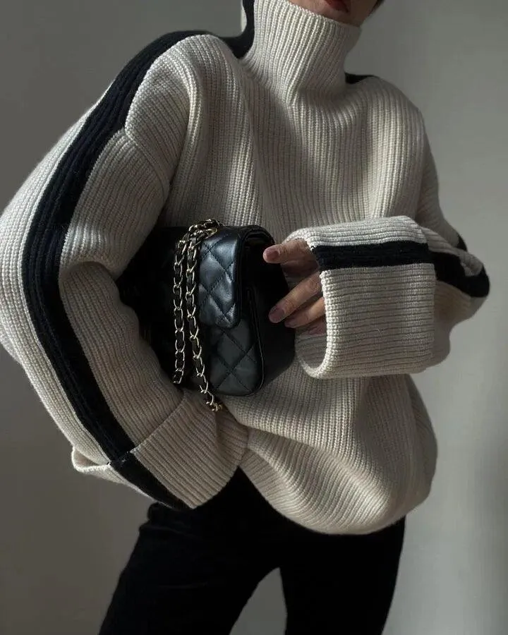 Female Fashion Oversized Striped Sweater