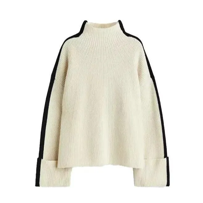 Female Fashion Oversized Striped Sweater