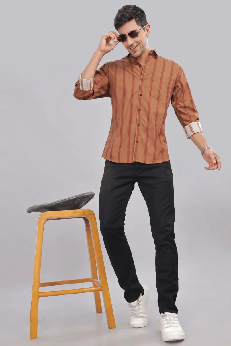 Golden Brown & Red Stripes - Full-Stain Proof