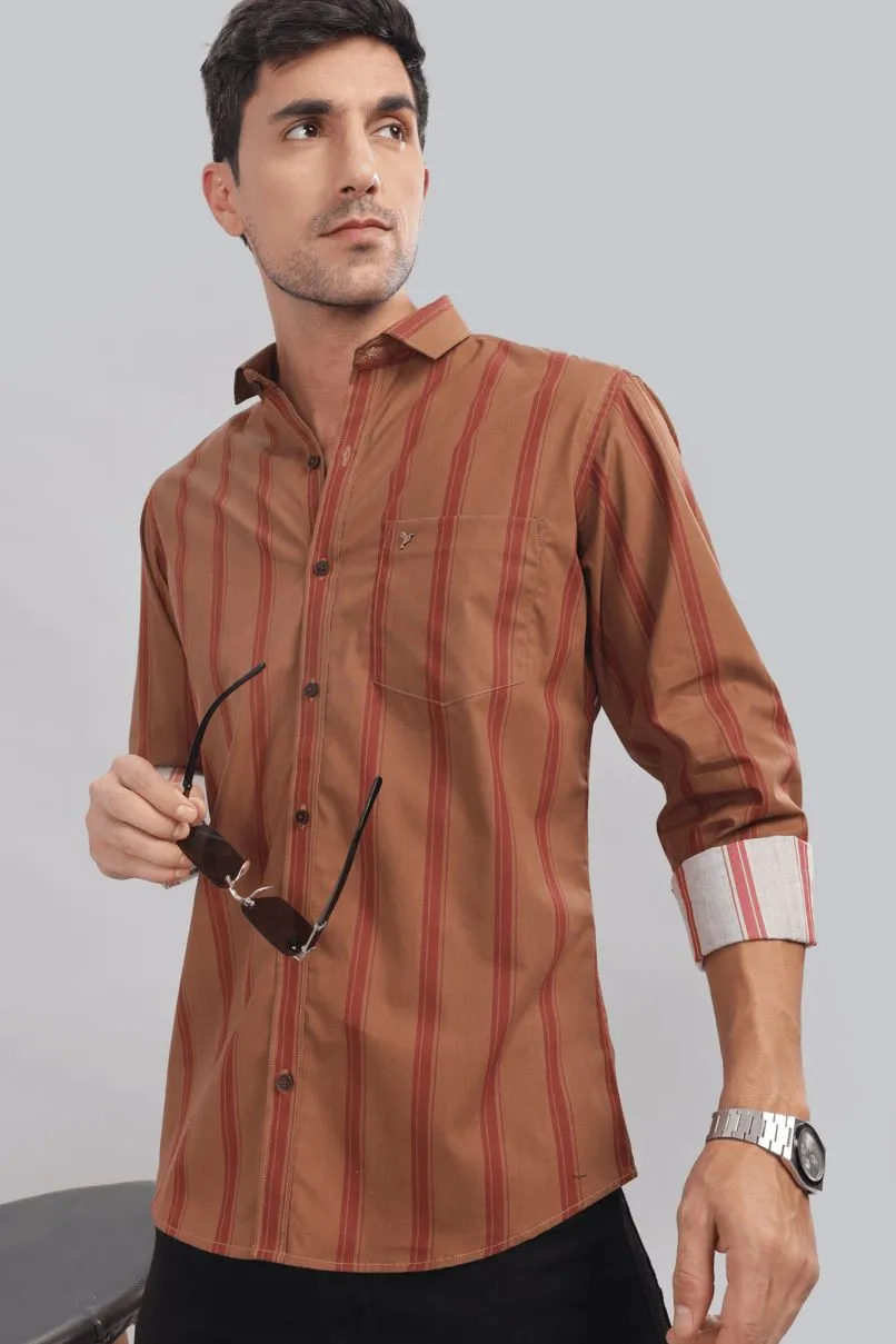 Golden Brown & Red Stripes - Full-Stain Proof