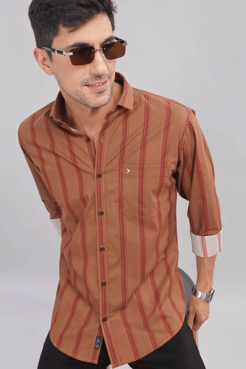 Golden Brown & Red Stripes - Full-Stain Proof