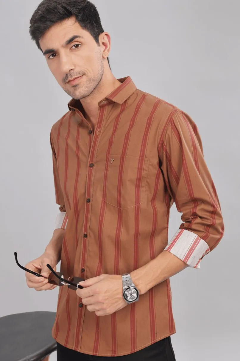Golden Brown & Red Stripes - Full-Stain Proof