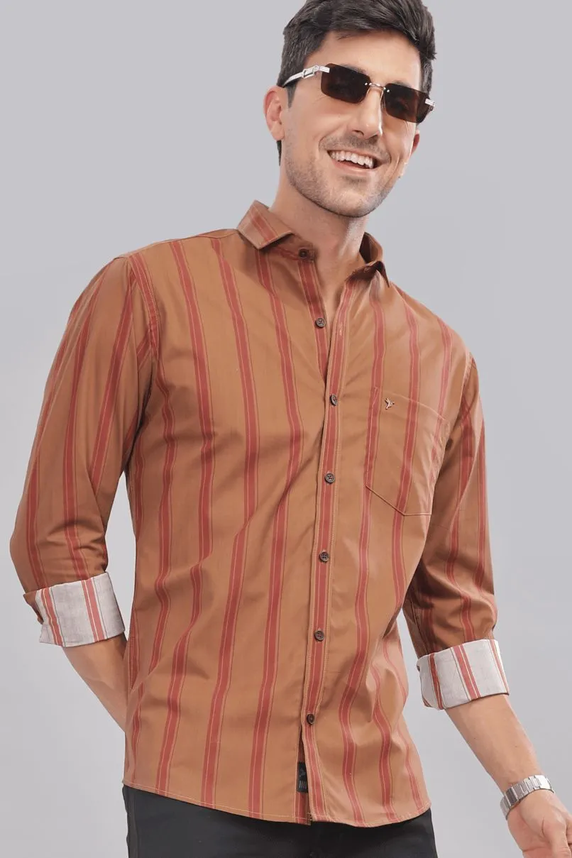 Golden Brown & Red Stripes - Full-Stain Proof