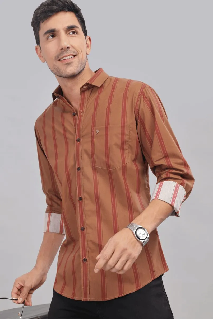 Golden Brown & Red Stripes - Full-Stain Proof