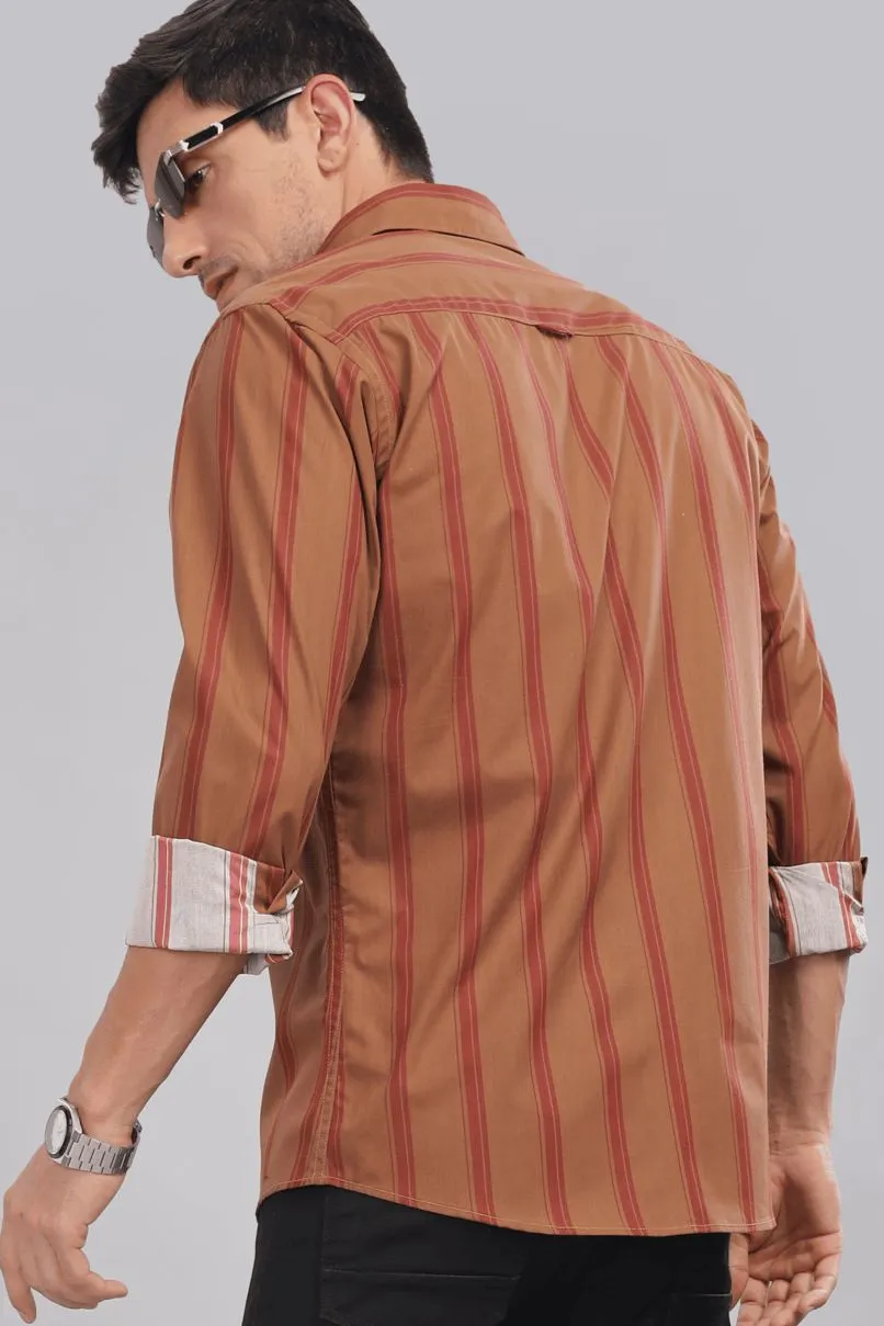 Golden Brown & Red Stripes - Full-Stain Proof