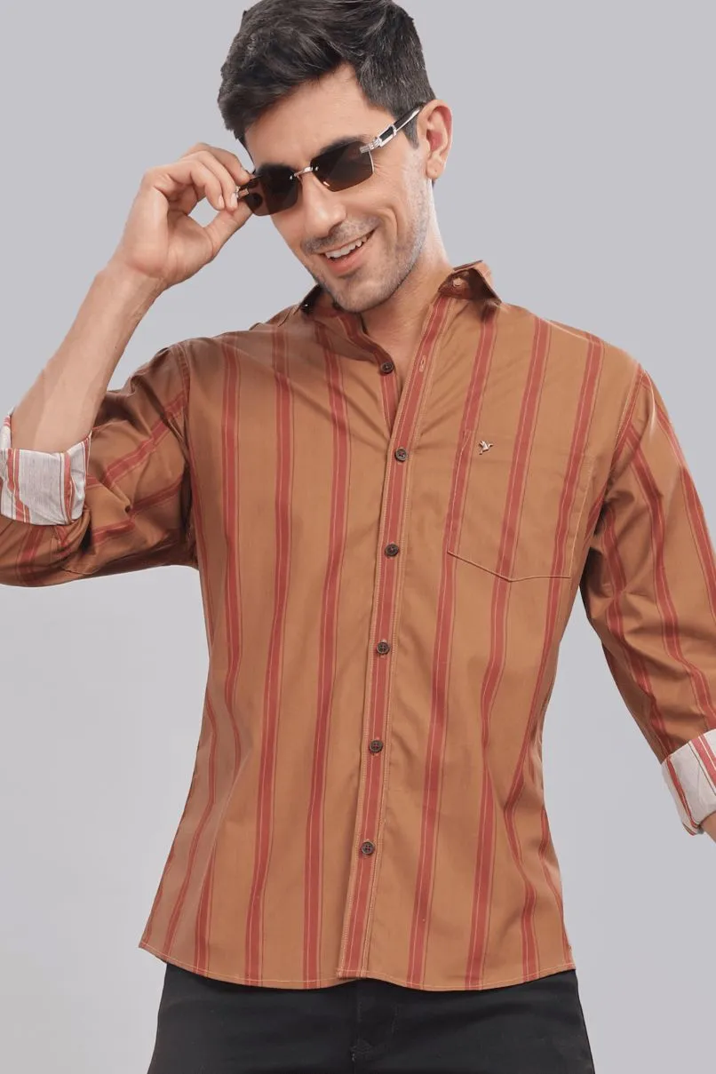 Golden Brown & Red Stripes - Full-Stain Proof