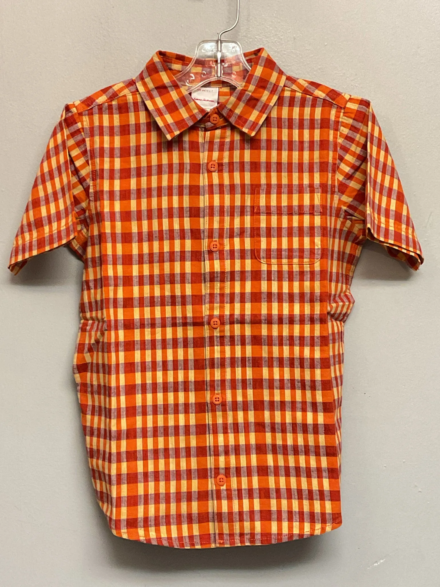 Hanna Andersson Size 6 Orange Gingham Cotton Boys Shirts & Polos