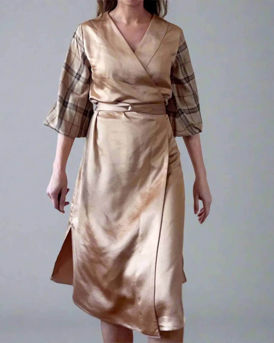 KYOTO WRAPDRESS SATIN & CHECKED