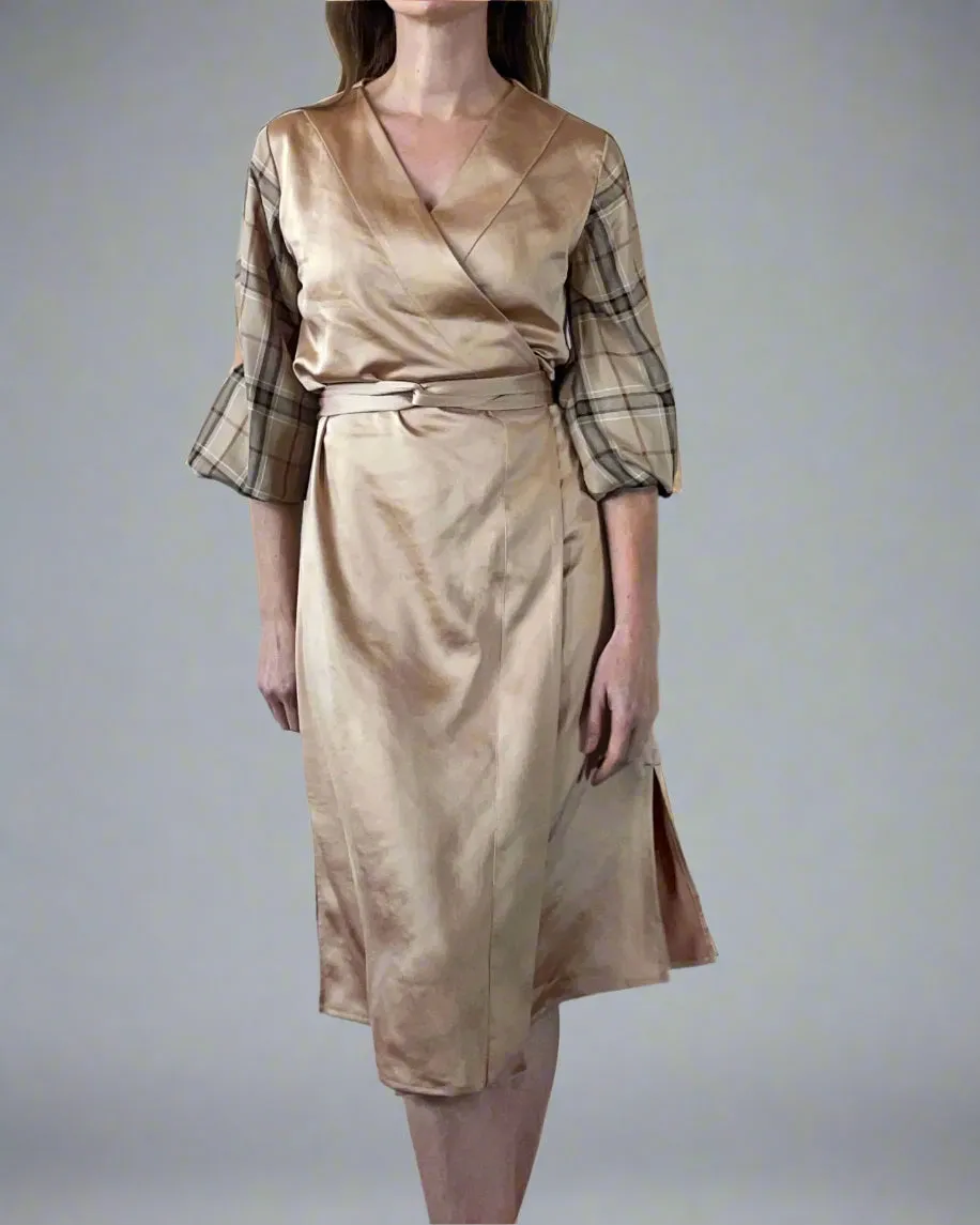 KYOTO WRAPDRESS SATIN & CHECKED