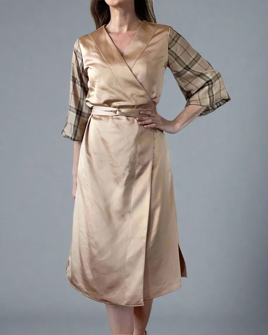 KYOTO WRAPDRESS SATIN & CHECKED