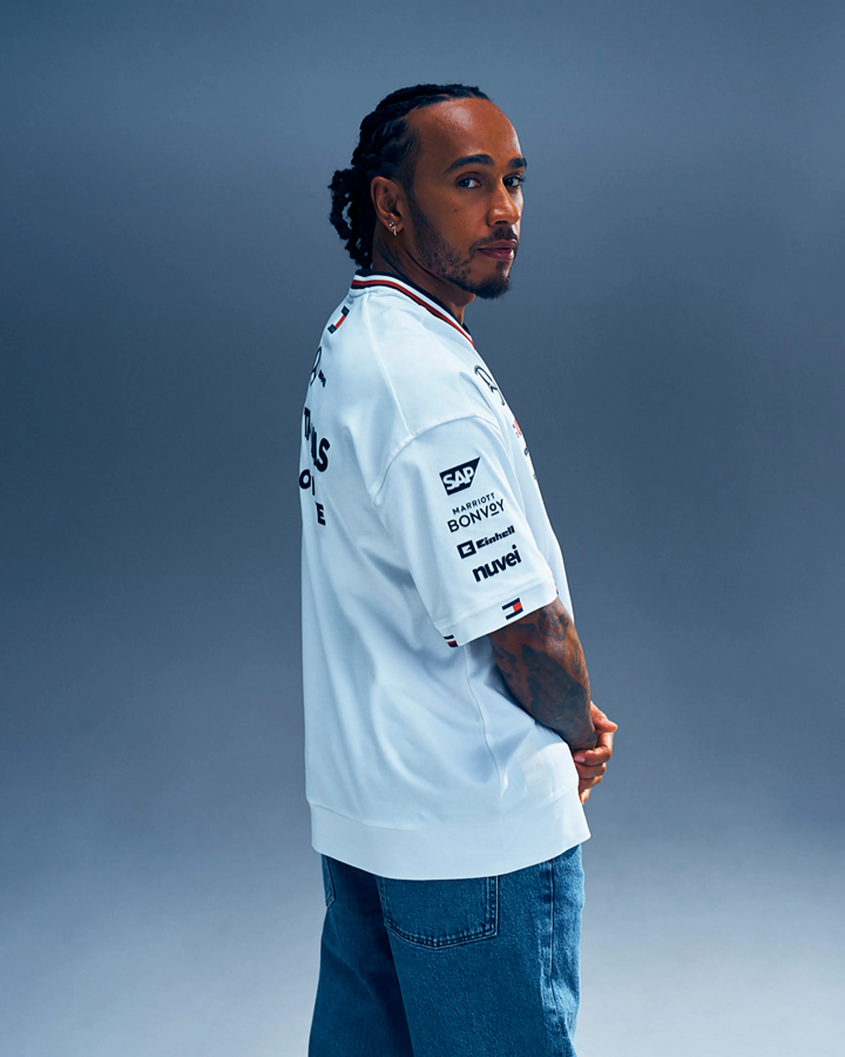 Lewis Oversized Mens 2024 Team Driver Tee White