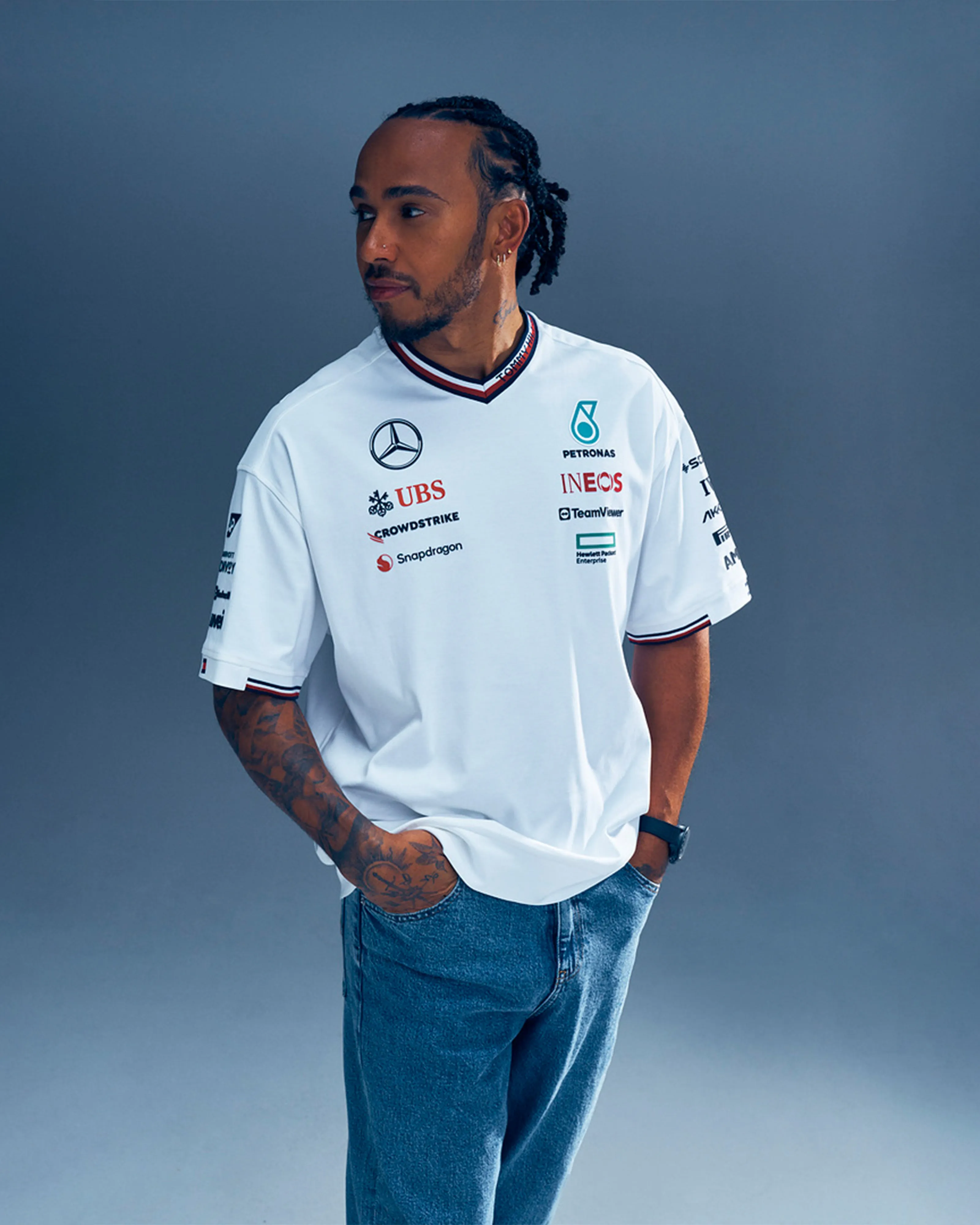 Lewis Oversized Mens 2024 Team Driver Tee White